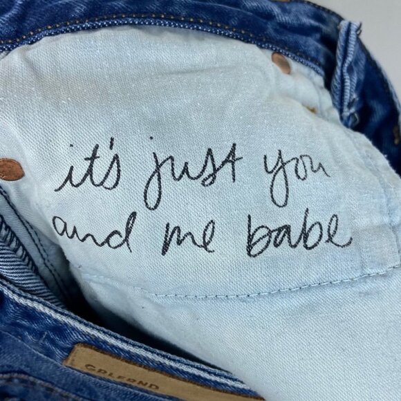 Revolve GRLFRND Denim Eva A-Frame Gusset Mini Skirt Walk The Way Size 24‎ or 0 - Picture 8 of 11